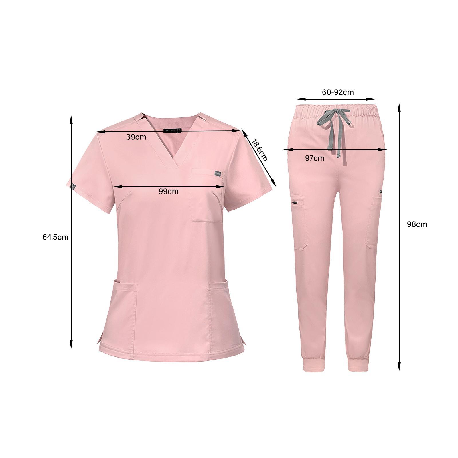 Uniforms Scrub Set with Pockets Nurse Top and Pants Men Women Clothes Comfortable Nursing Work suits for Cosmetology Healthcare Pet Grooming
