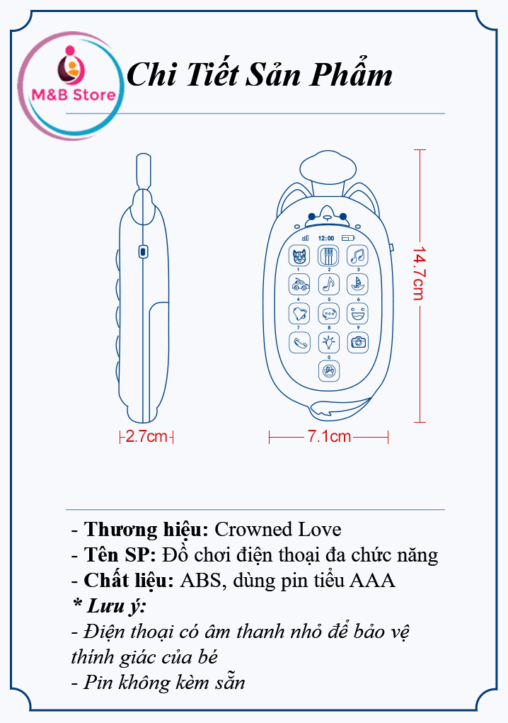 Đồ Chơi Điện Thoại Cầm Tay Đa Chức Năng - Crowned Love