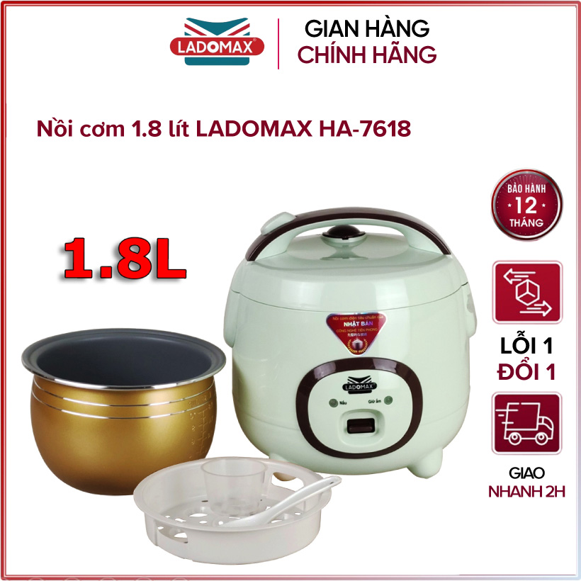 Nồi cơm điện nắp gài 1.8 lít Ladomax HA-7618 - Hàng chính hãng