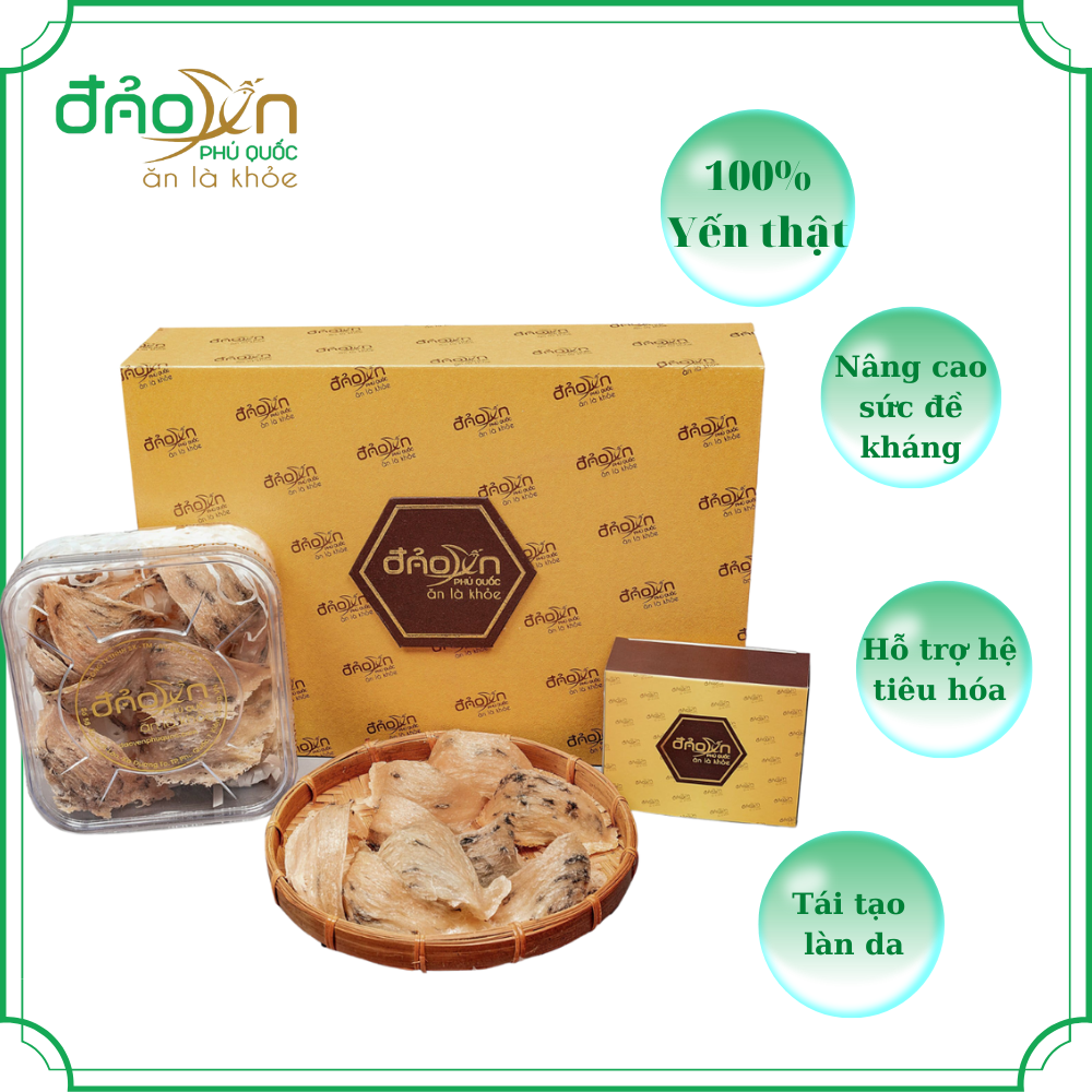 Tổ yến Hồng thô Đảo Yến Phú Quốc - Yến sào nguyên chất(50gr)/ ít lông - Tăng cường sức đề kháng - Làm đẹp da, chống lão hóa - Giúp người bệnh mau lành