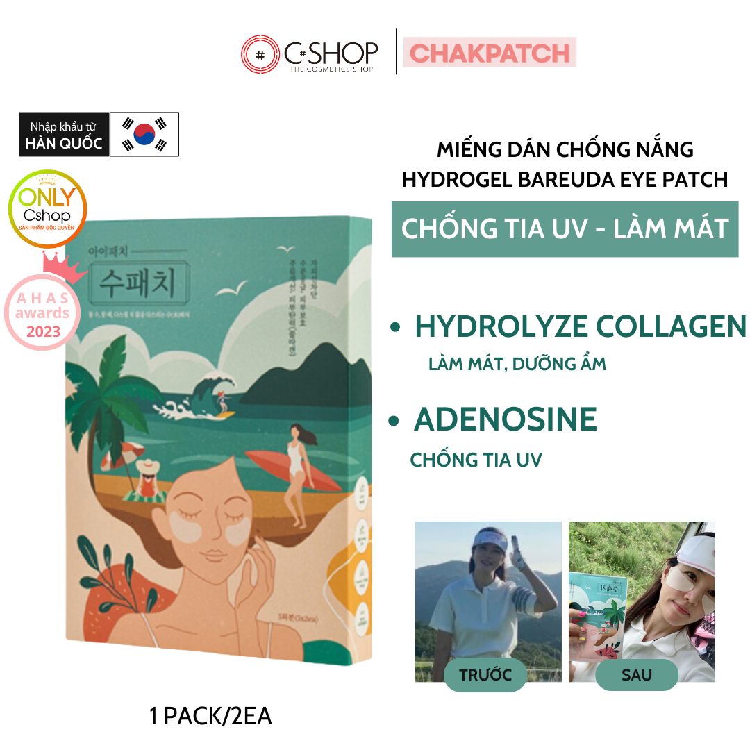Miếng dán mắt Hydrogel chống tia UV làm mát, ngăn ngừa lão hoá da vùng măt Bareuda Eye Patch