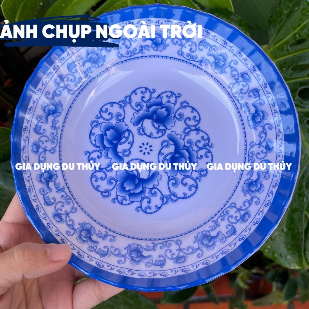 Dĩa Nhựa Melamine Đáy Sâu Màu Trắng, Vàng, Xanh, Bông Xanh, Bông Đỏ Chất Liệu Nhựa Phíp