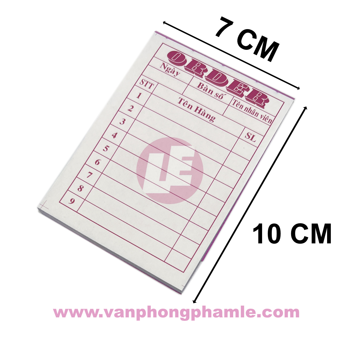 Sổ order có chữ 7 cm x 10 cm 2 liên