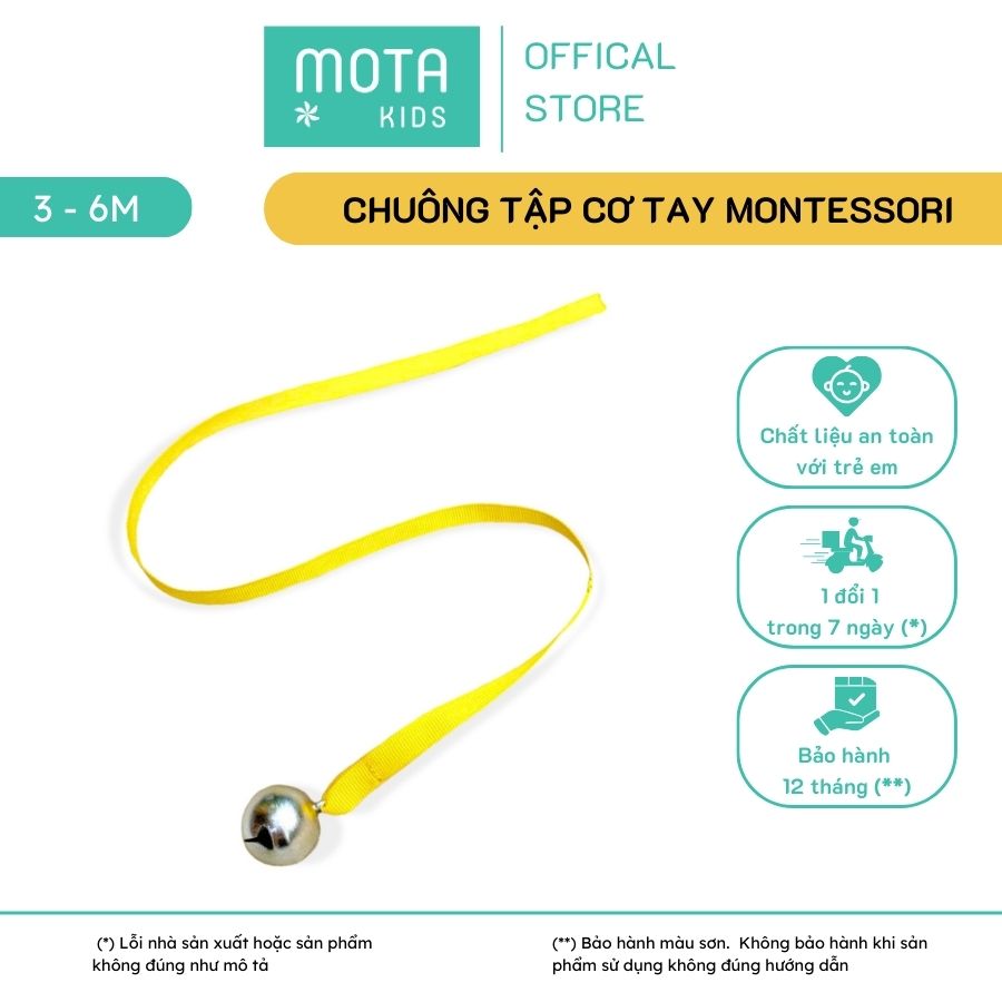 Đồ chơi chuông tập cơ tay cho bé 3-6 tháng Montessori Mota - Hỗ trợ phát triển vận động - Hàng chính hãng
