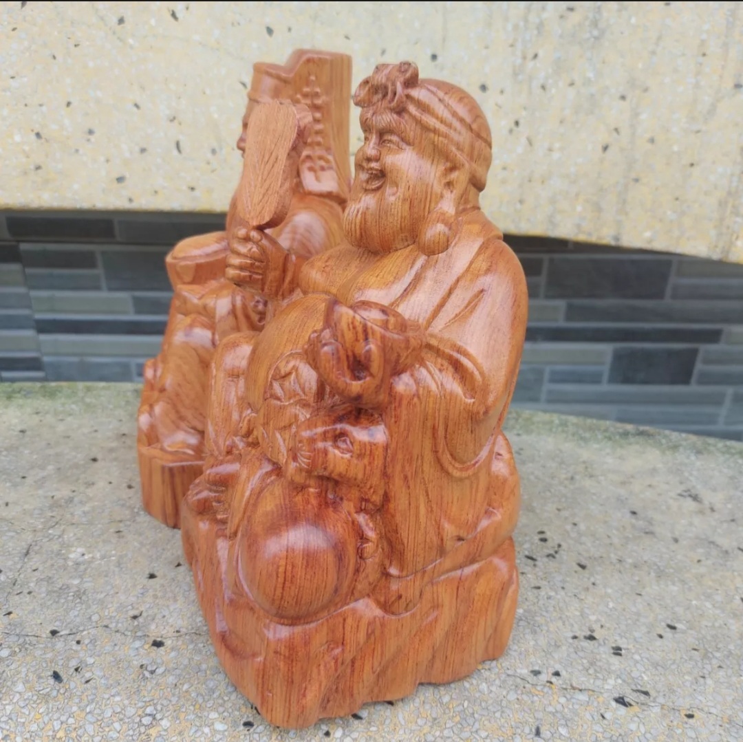 Tượng thần tài gỗ hương nguyên khối siêu nặng mẫu mới cao 20-25 cm