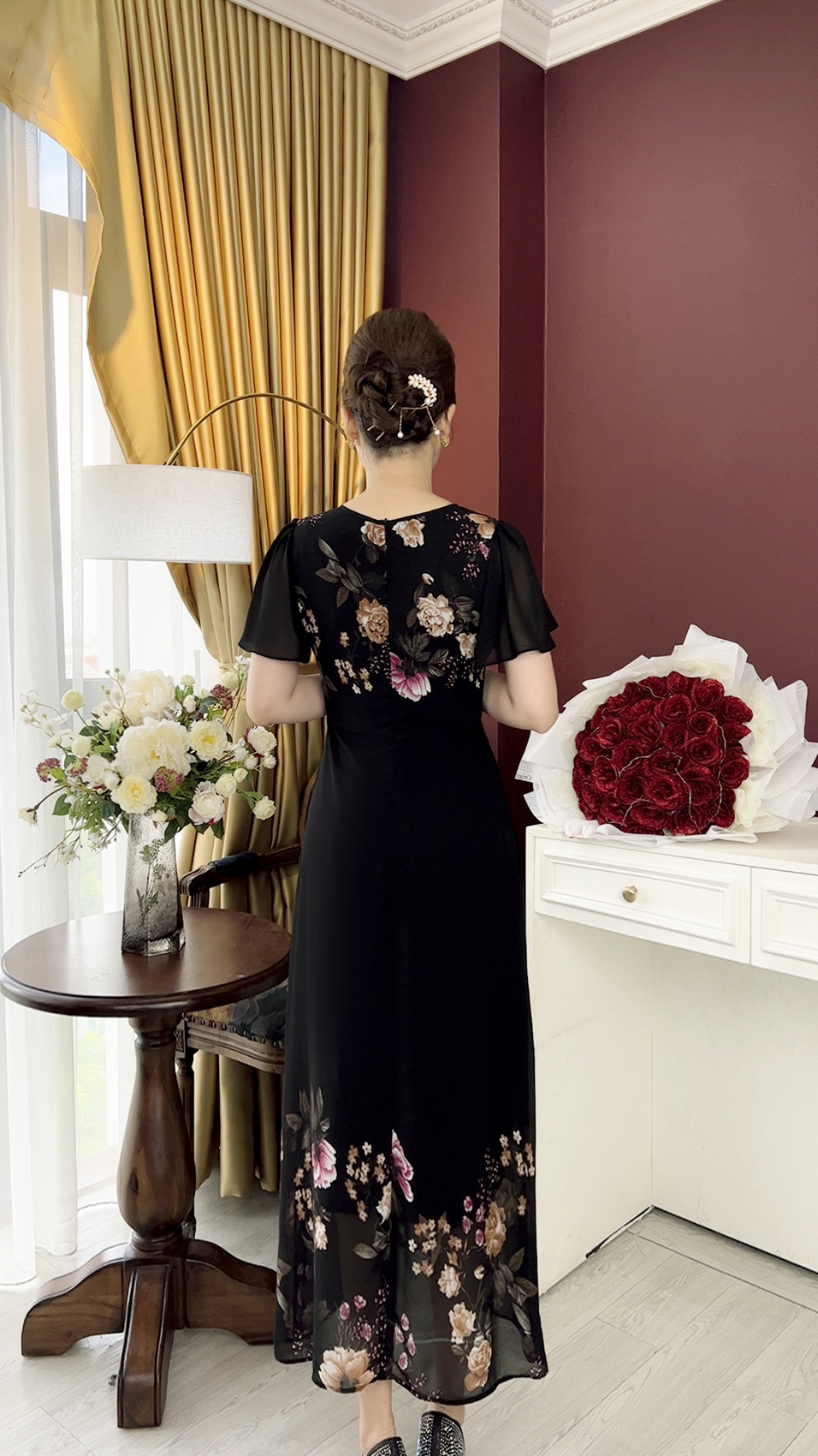 Đầm trung niên cao cấp [LINH TRÀ] (TM 887) đầm von hàn dáng xòe thiết kế lịch sự, sang trọng