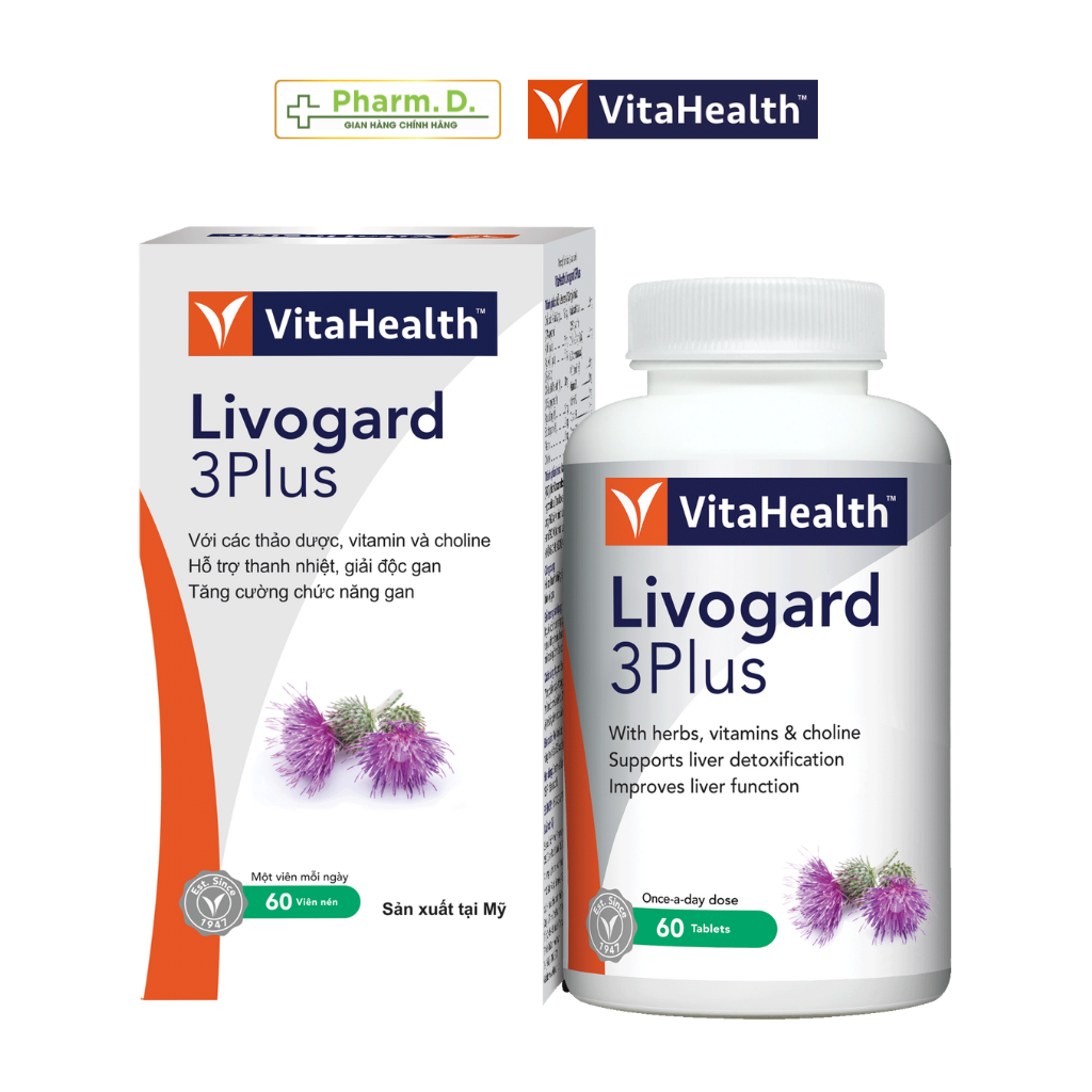 Viên Uống Bổ Gan, Thải Độc Gan, Hỗ Trợ Viêm Gan VITAHEALTH Livogard 3Plus (60 Viên)