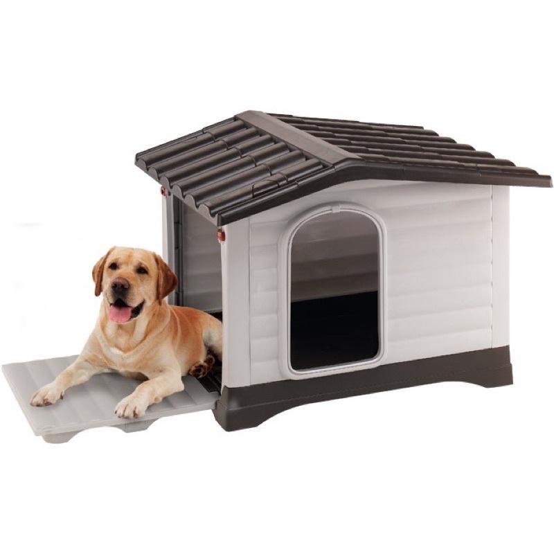 Nhà/ Chuồng cho chó  bằng nhựa 2 cửa có hiên XINDING Pet House 424 sử dụng ngoài trời cho thú cưng