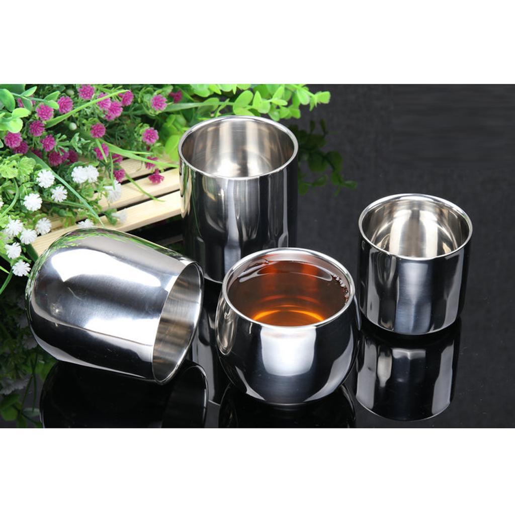 Stainless Steel Beer Cup Double Wall Milk Coffee Mug Straight 120ml+200ml