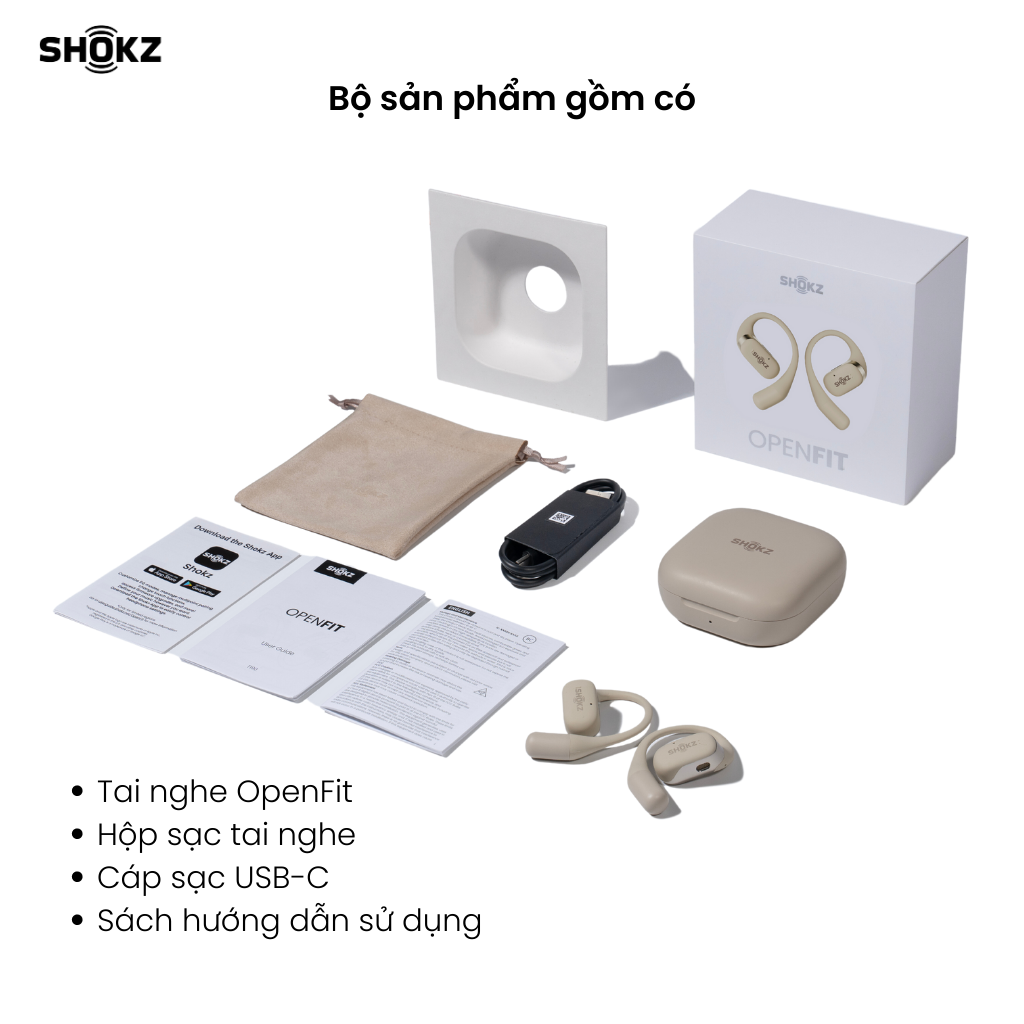 Tai nghe không nhét tai Bluetooth True Wireless Earbuds Shokz OpenFit - Thế Hệ Mới Nhất - Hàng Chính Hãng