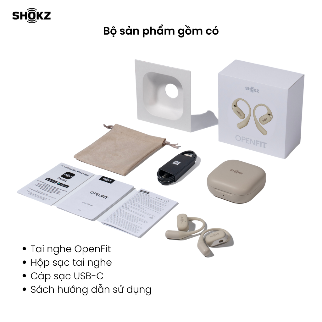 Tai nghe không nhét tai Bluetooth True Wireless Earbuds Shokz OpenFit - Thế Hệ Mới Nhất - Hàng Chính Hãng