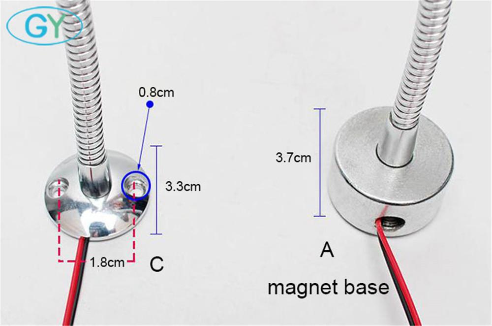 3W DC12V 24V LED CNC Máy Công Cụ Ánh Sáng Linh Hoạt L40cm Cổ Ngỗng LED Hội Thảo Đèn Làm Việc Bạc Đen Từ Đèn Công Nghiệp