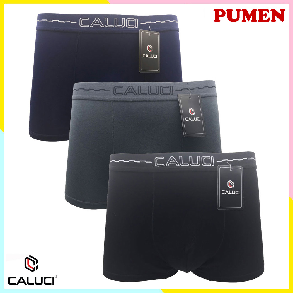 Combo 3 Quần Lót Nam Boxer Chất Liệu Sợi Tre Bamboo Cao Cấp CALUCI CBX 06, Kháng Khuẩn, An Toàn (Giao Màu Ngẫu Nhiên) - Hàng Chính Hãng