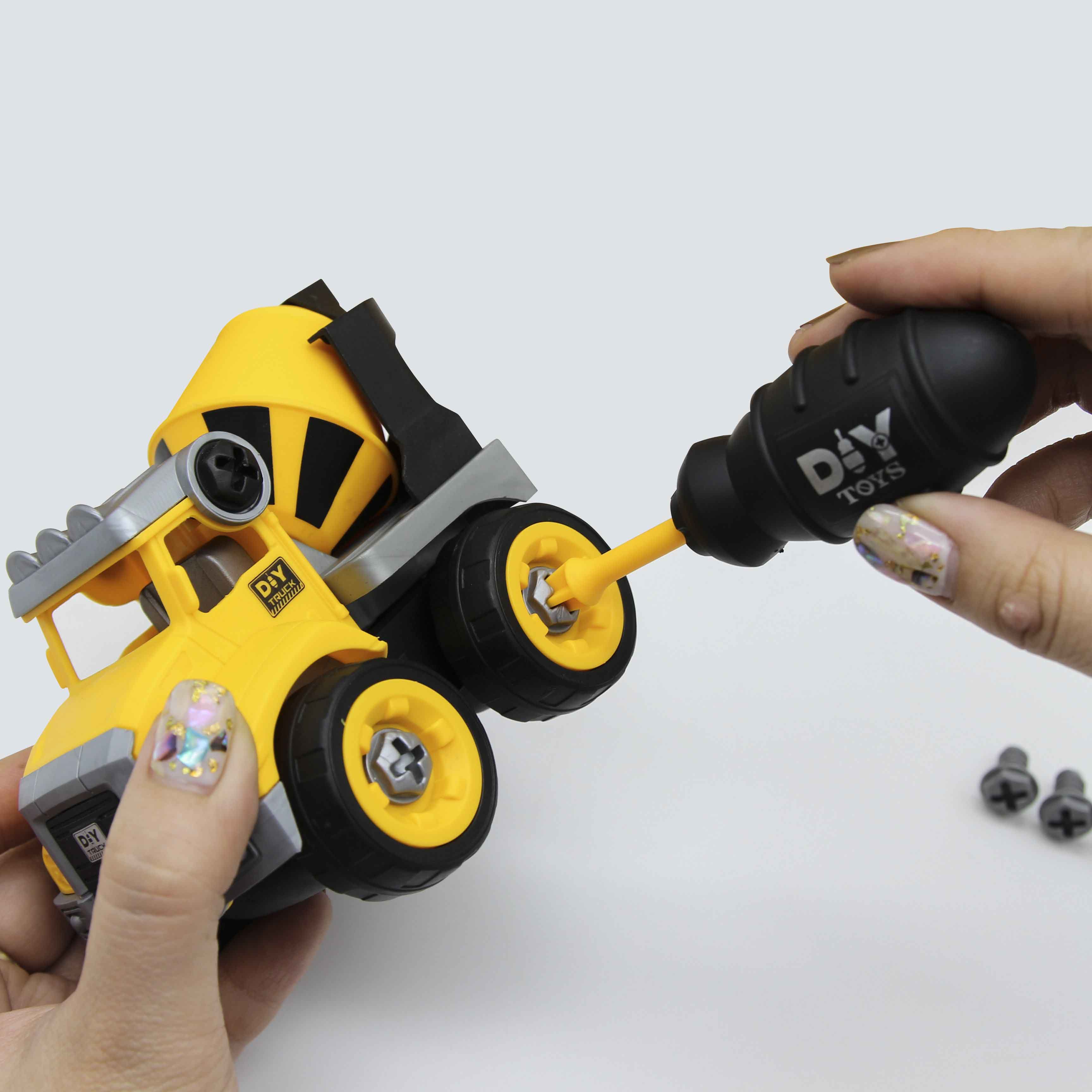 Đồ chơi lắp ghép mô hình oto xây dựng DIY 4 món gồm Cần cẩu, máy múc, xe bồn và xe ben Toys house