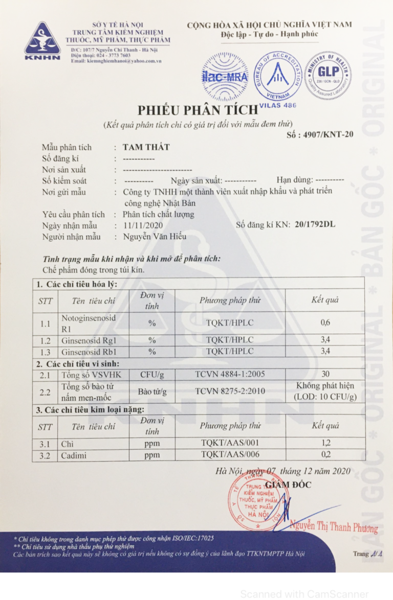 Tam thất bắc Kochi Dạng bột HÀM LƯỢNG 8% Hộp 200g