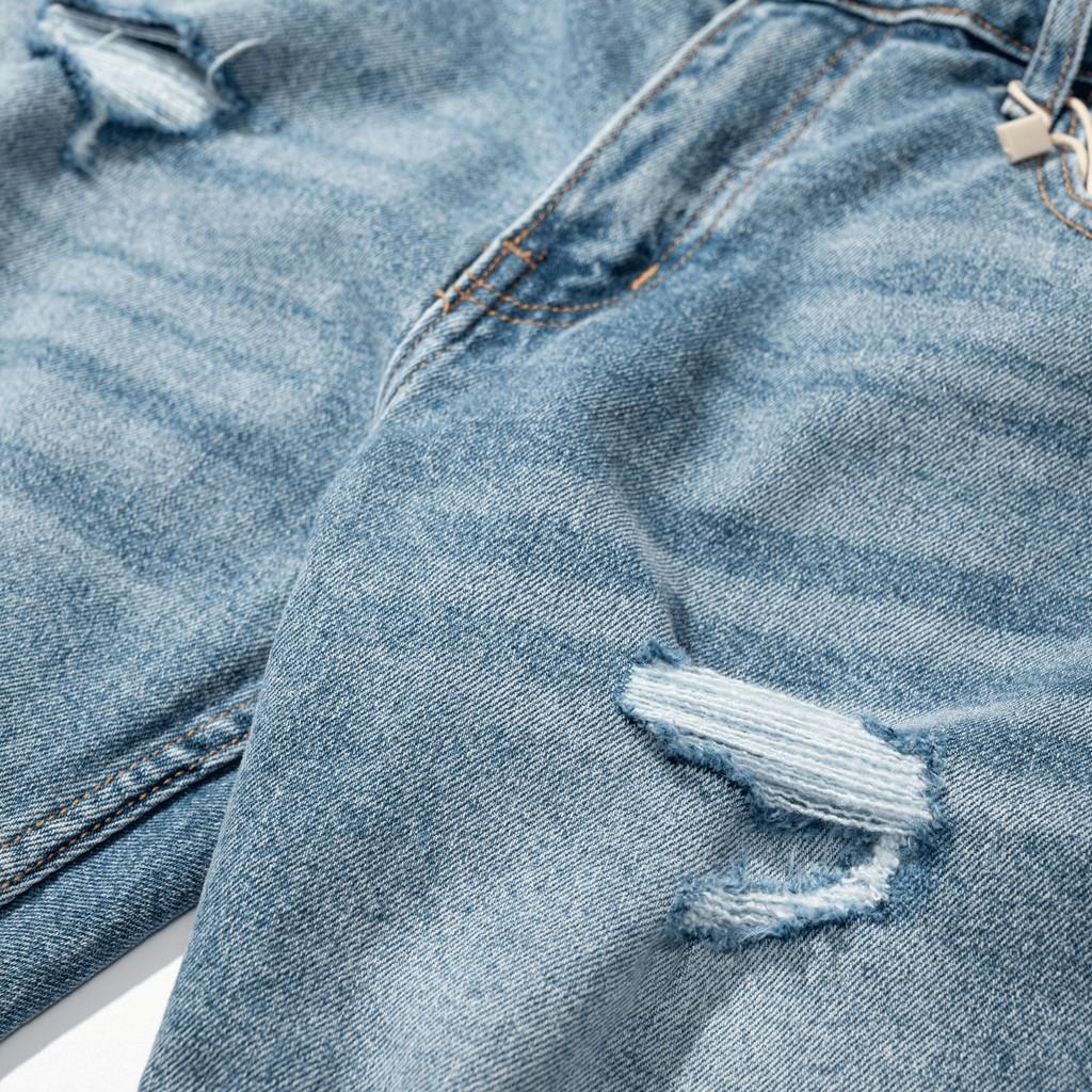 Quần short jean nam xanh rách MRC S171-SN chất cotton cao cấp, form ôm vừa vặn, tôn dáng, trẻ trung - CUONG STORE