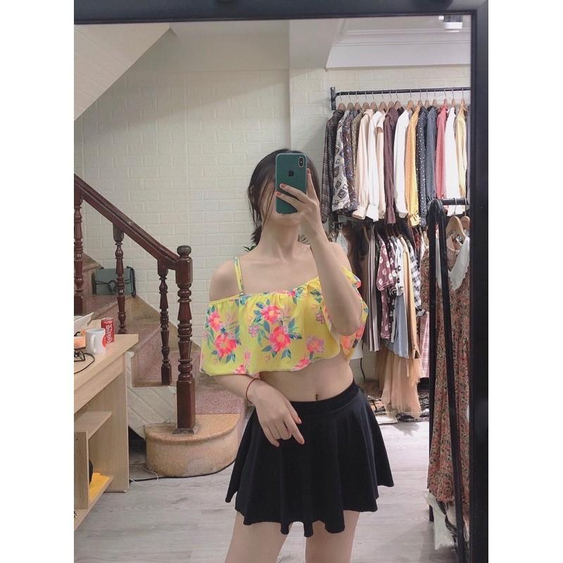 Đồ bơi bikini áo rớt vai váy xoè dễ thương