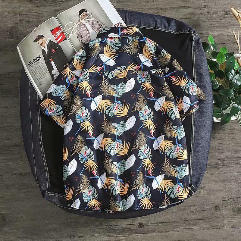 Áo sơ mi nam ngắn tay in hoa phong cách Hawaii