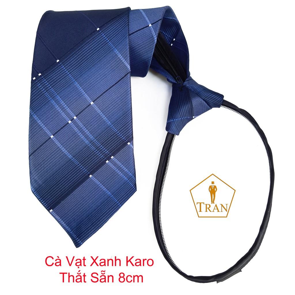 Cà Vạt, Caravat Xanh, Xanh Đen Nam Cao Cấp 5, 8cm Tự Thắt, Thắt Sẵn.