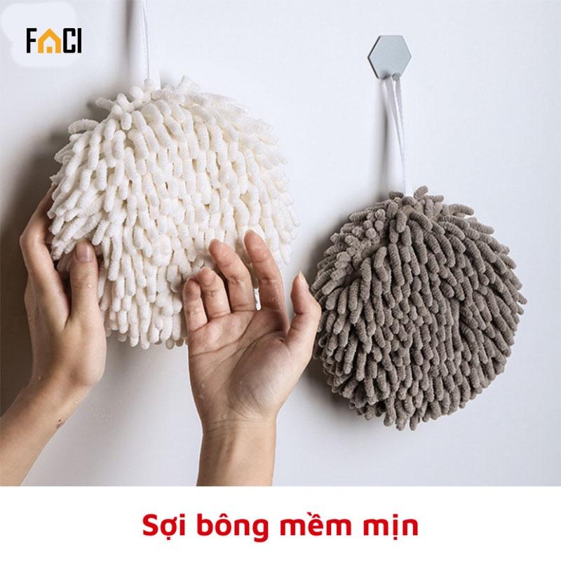 Khăn lau tay san hô siêu thấm nước có móc treo tiện dụng