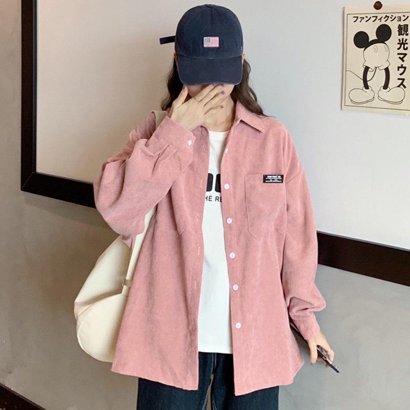 Áo sơ mi nhung tăm ZINTI dáng rộng nhiều mầu phong cách hàn quốc