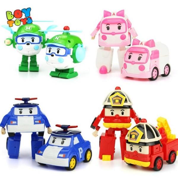 Hộp đồ chơi biệt đội 4 xe Robocar Poli biến hình 2 trong 1