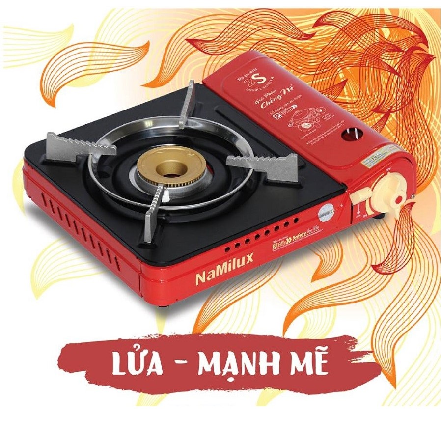 Bếp Gas Mi ni Du Lịch NaMilux 2S PL 1921PF-Màu Đỏ- Hàng Chính Hãng