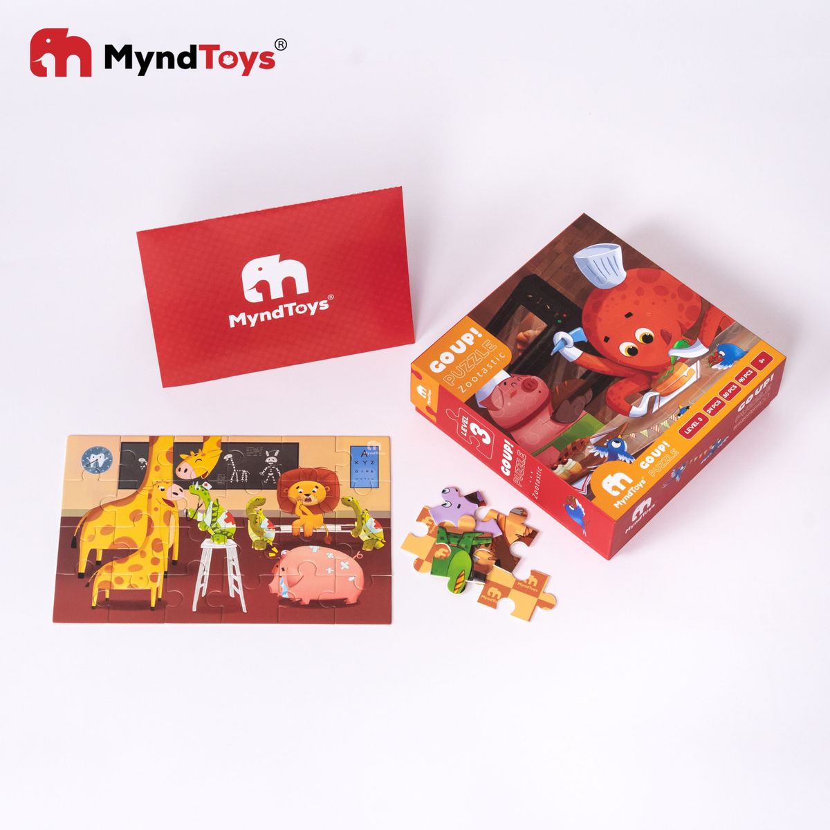 Đồ chơi giáo dục, bộ xếp Hình Myndtoys Go Up! Puzzle Level 3 - Zootastic