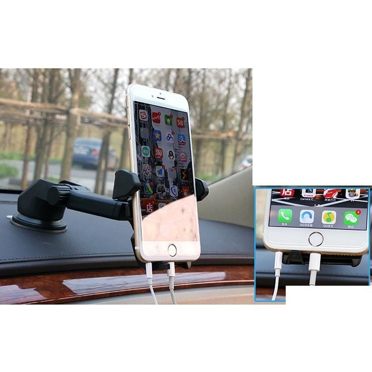 Giá đỡ kẹp điện thoại trên xe hơi, ô tô kéo dài, thu hẹp 360 độ cao cấp