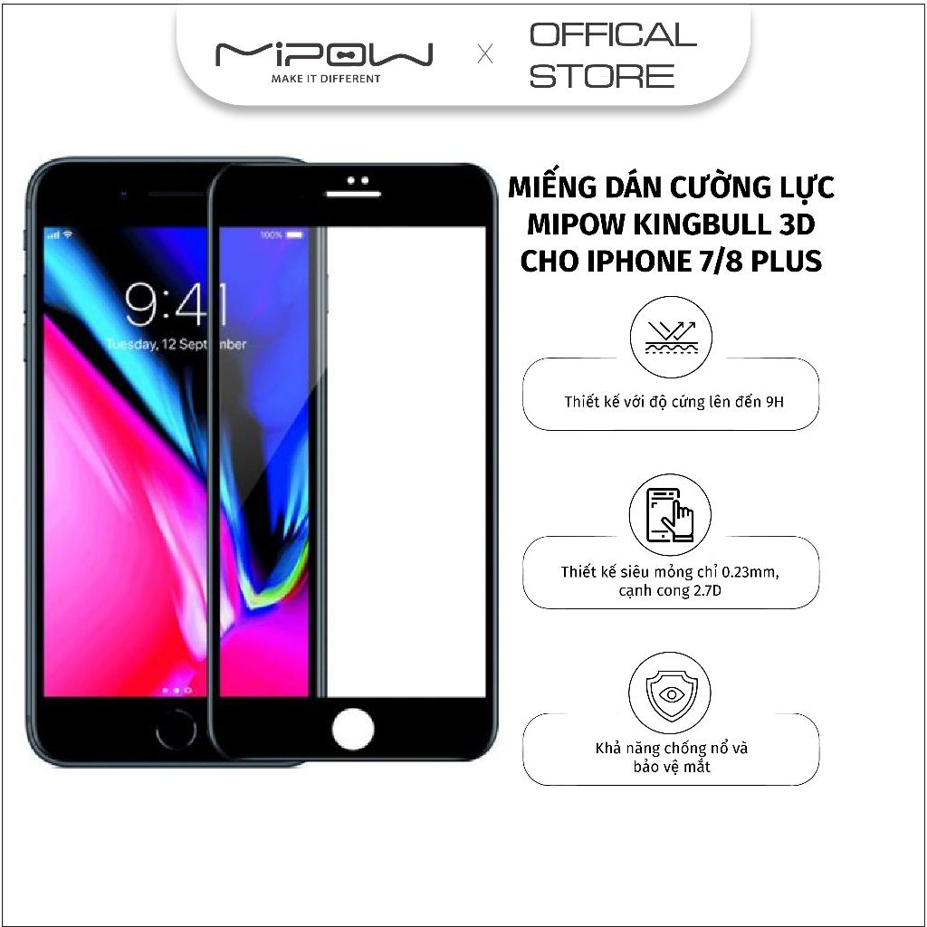 Miếng cường lực chống nhìn trộm Mipow Kingbull Premium 3D cho iPhone 7/8 Series - Hàng chính hãng