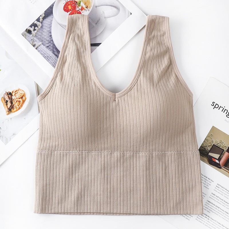 Áo Bra Dáng Dài Gân Tăm Có Mút Ngực Cao Cấp V90