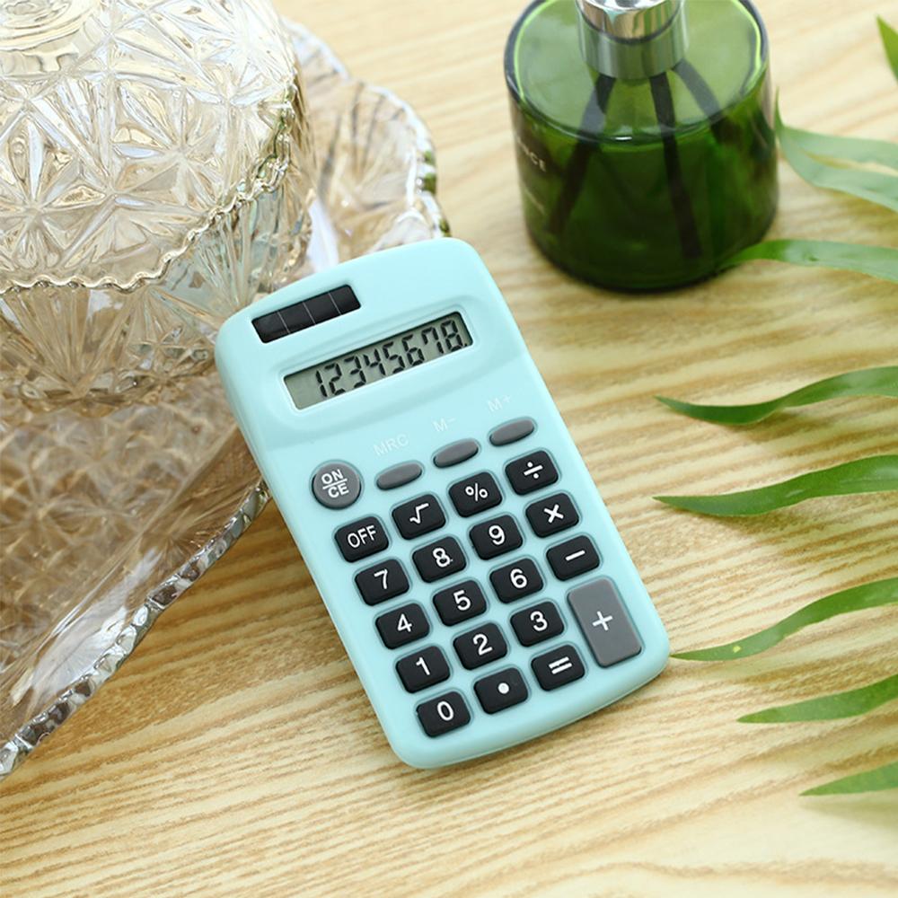 Mini Cute Calculator 8 Digits Display Solar & Battery Dual Power Portable Electronics Calculator Accounting Tool for