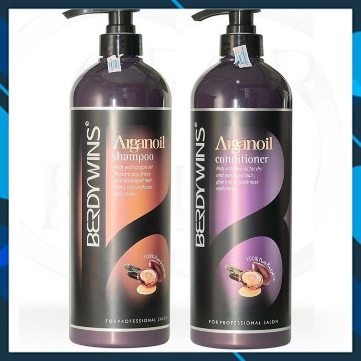 Bộ dầu gội xả BERDYWINS Argan Oil siêu mượt phục hồi tóc hư tổn 1000ML*2