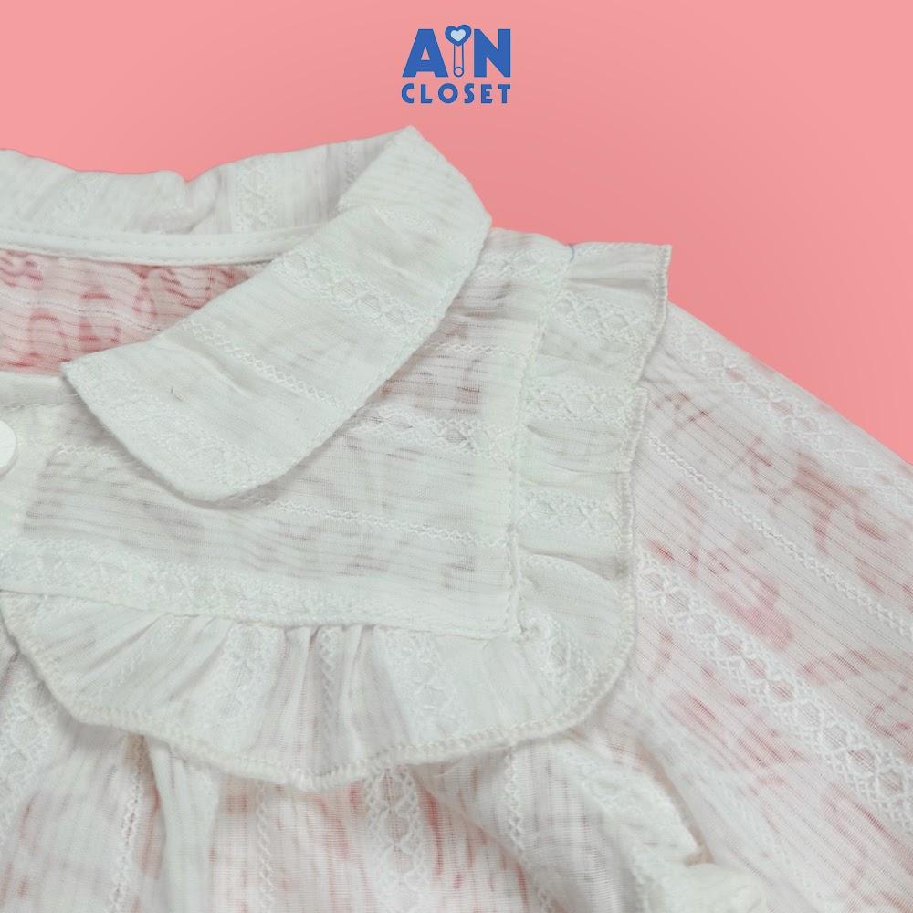 Áo Sơ mi Dài tay bé gái họa tiết Hoa Cánh bướm trắng cotton boi - AICDBGEXS0CH - AIN Closet