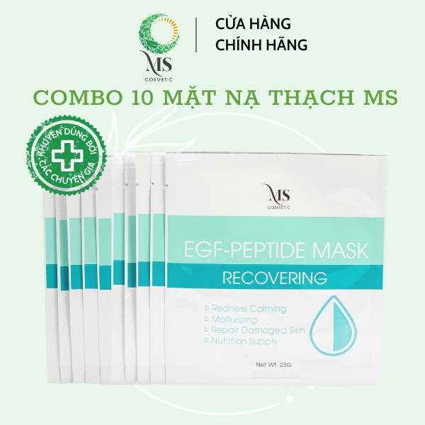 COMBO 10 Mặt Nạ Dạng Thạch MS EGF - Peptide Mask Giúp Dưỡng Ẩm, Mặt Nạ Thạch Phục Hồi Và Tái Tạo Da Giúp Da Săn Chắc (1 Miếng - 23g) - MỸ PHẨM MS COSMETIC