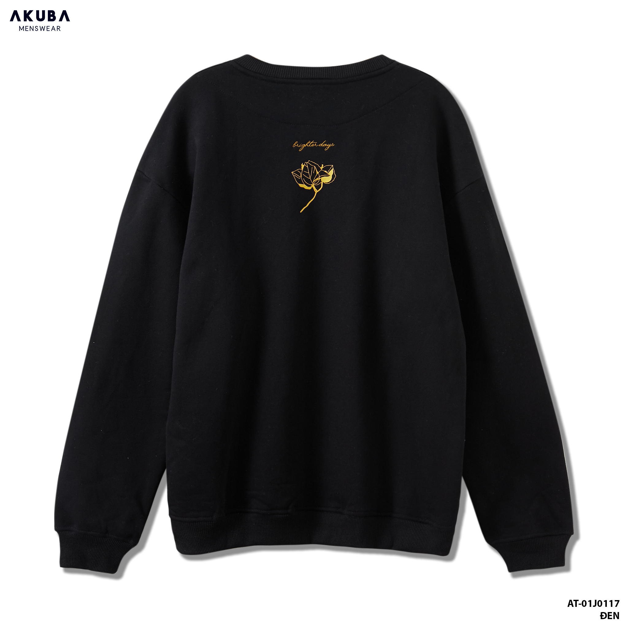 Áo Sweater Nỉ trơn hoạ tiết AKUBA áo nỉ tay dài unisex, nam nữ - 01J0117