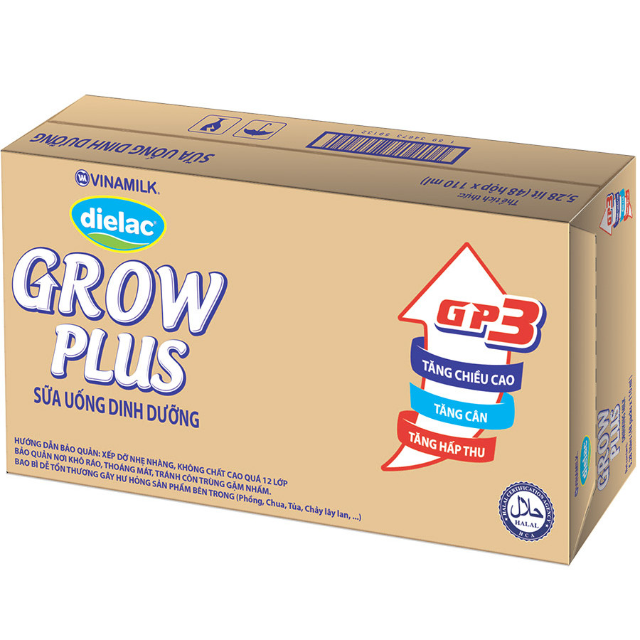 Thùng 48 Hộp Sữa Bột Pha Sẵn Vinamilk Dielac Grow Plus - Đỏ 110ml