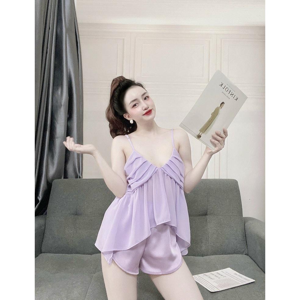Sét Hot Sét đồ ngủ tầng voan chifon siêu dễ thương sét đồ bộ mặc nhà xinh xinh sexy free size 58kg