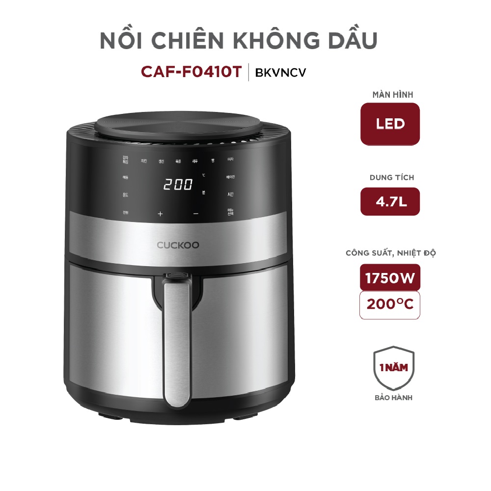 Nồi chiên không dầu Cuckoo CAF-F0410T/BKVNCV (4.7L) Công suất 1350W - Hàng chính hãng