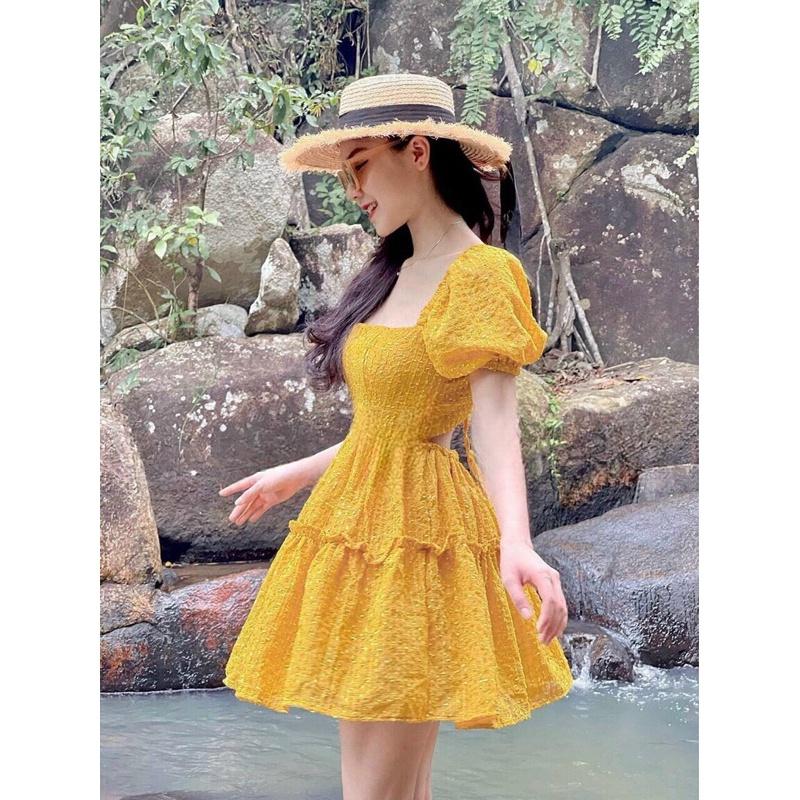 ĐẦM VÁY TAY PHỒNG TÙNG XOÈ NHÚN TẦNG CHO NÀNG DU LỊCH DẠO PHỐ
