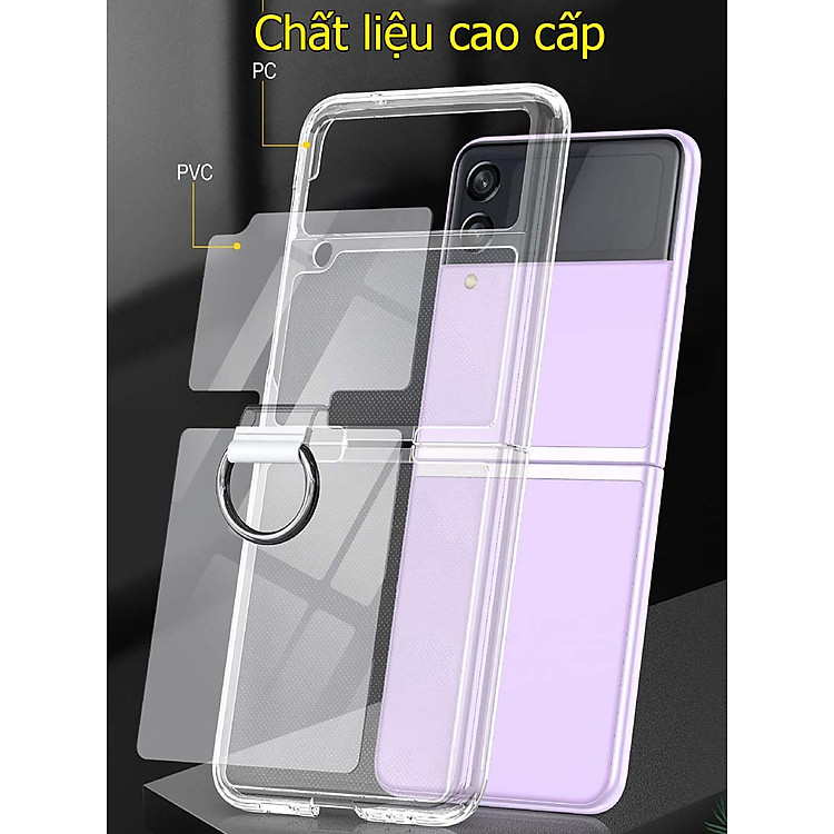 Ốp dành cho Z Flip 4 Samsung Ligus trong suốt cao cấp siêu mỏng có vòng treo - Hàng chính hãng