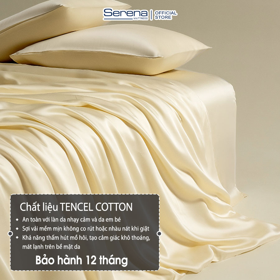 Chăn Ga Gối Đệm 5 Món Lụa Tencel Cotton SERENA Cao Cấp - Bộ Chăn Ga Ra Drap Gối Mền Nệm Đệm Giường Đẹp Phi Lụa Thái Mùa Hè 5 Món Khách Sạn Cao Cấp 1m2 1m4 1m6 1m8 2m 2m2x2m 