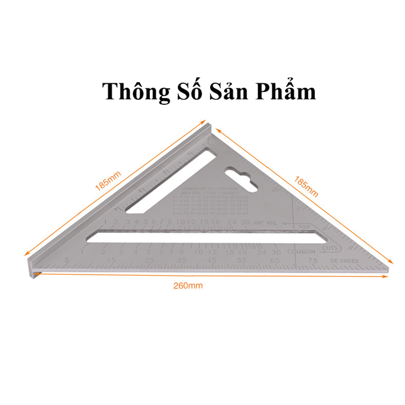 Thước tam giác ABG kết hợp dụng cụ đo góc chính xác có bố trí góc vuông hợp kim nhôm kích thước 7 inch chống mài mòn