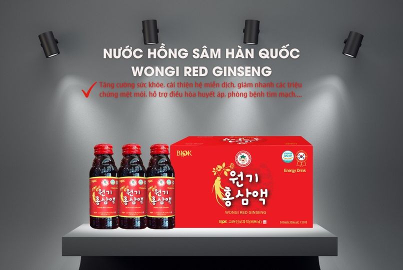 Nước hồng sâm wongi Wellbio biok hàn quốc hộp 10 chai x 100ml