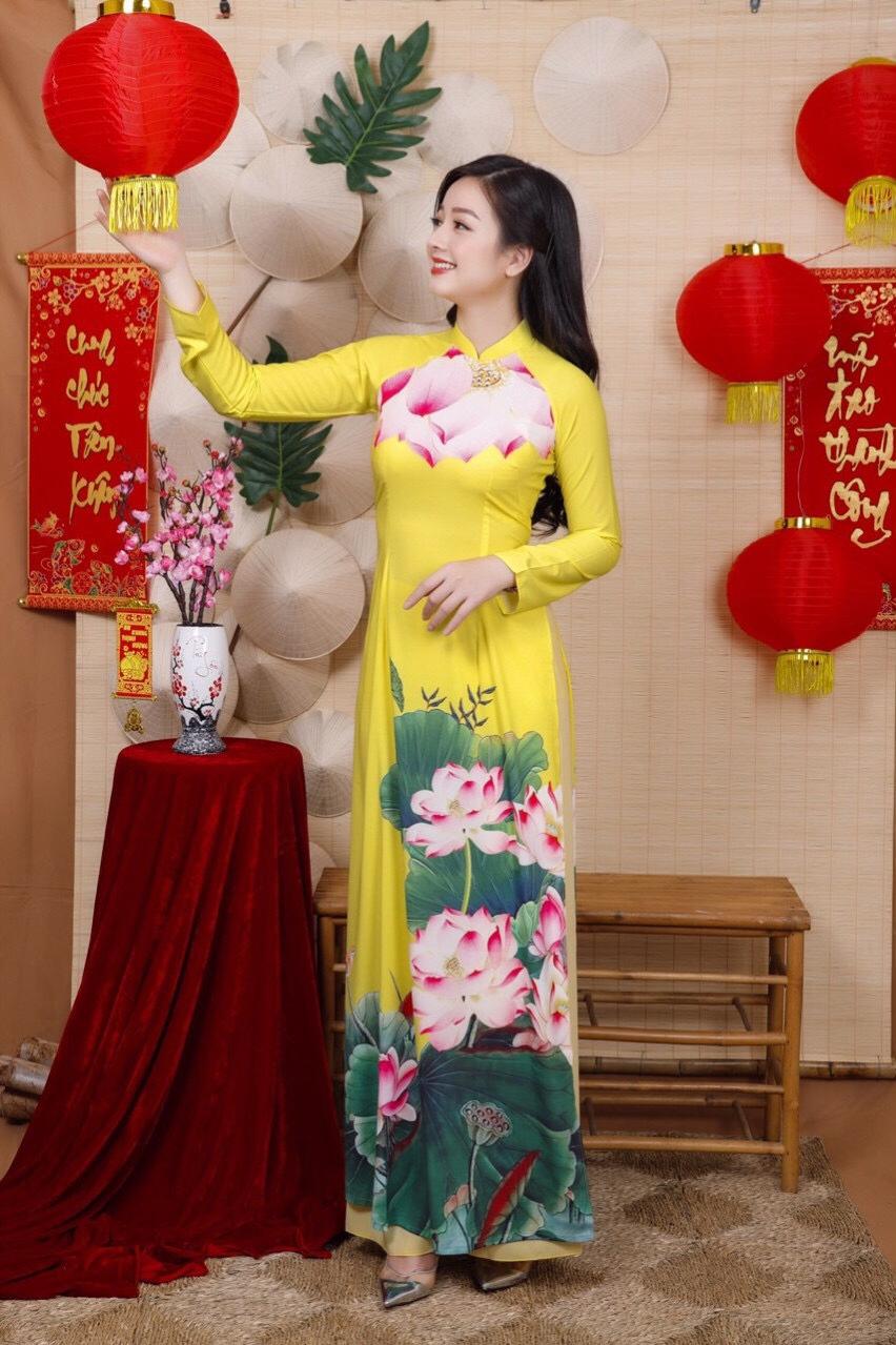Áo Dài Hoa Sen Truyền Thống