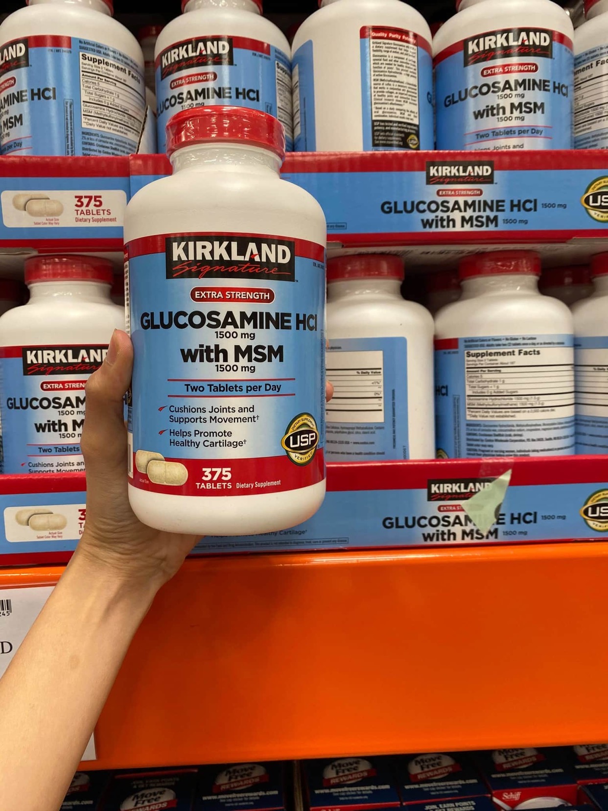 Thực phẩm chức năng bổ sung cho Xương Khớp. Kirkland Glucosamine HCl 1500mg with MSM (375 Viên) - Mỹ