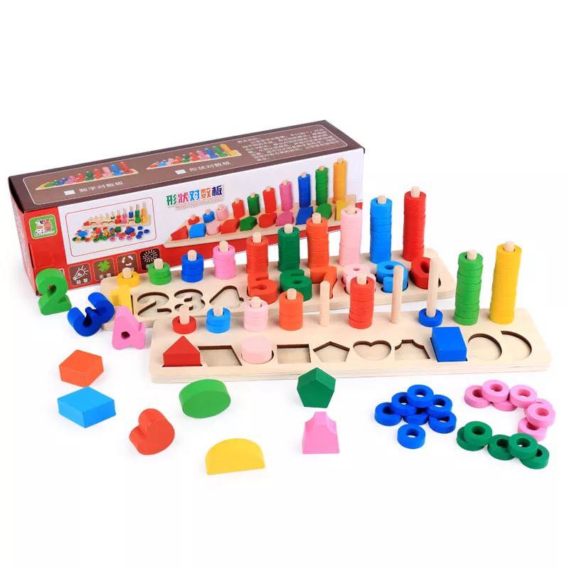 Cột Tính Học Đếm Bậc Thang Hình Khối Bằng Gỗ Tặng Kèm Đàn Xylophone 4 Thanh Cho Bé Họa Tiết Ngẫu Nhiên