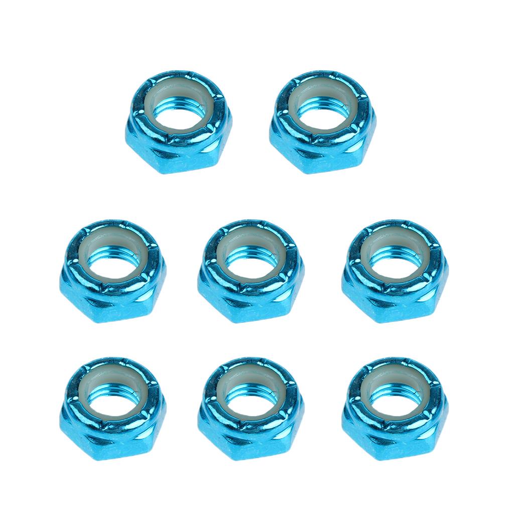 2x8pcs Skateboard Truck Wheel Axle Screw Nuts Longboard Accessories Blue