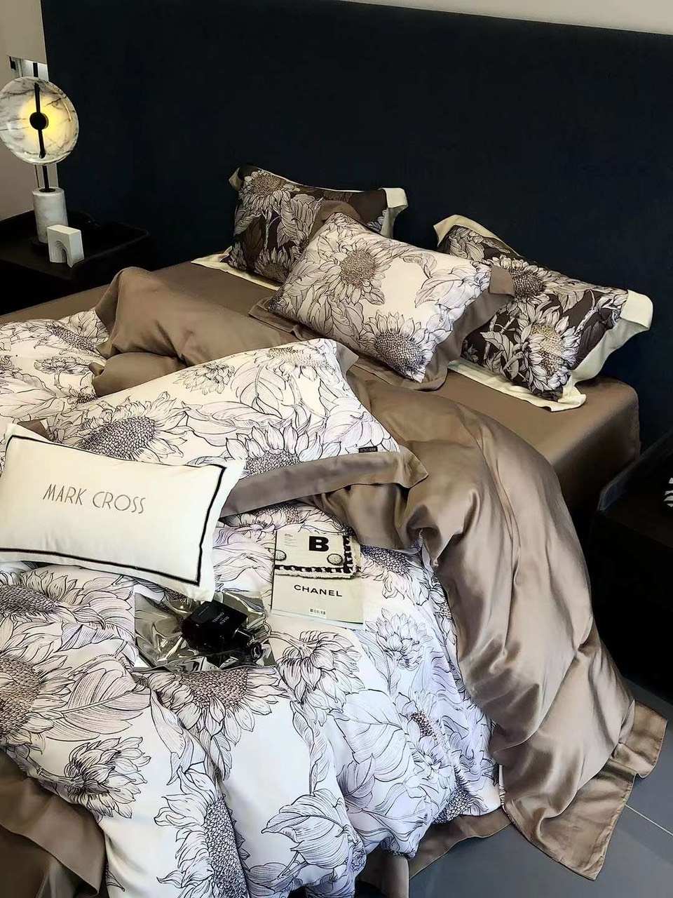 Bộ Drap Giường Tencel 100s Bộ Chăn Ga Gối Đệm 5 Món Chăn Chần Bông Lụa Nhà Hin Home Bedding