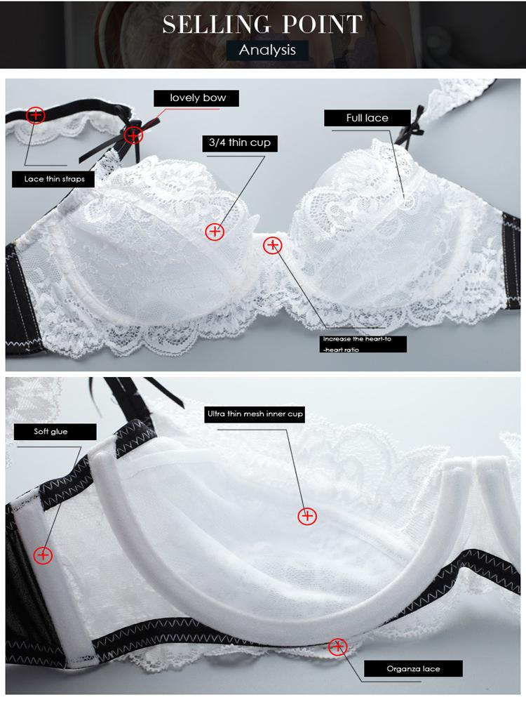 2020 Mới Bán Bộ Đồ Lót Ren Gợi Cảm Nữ Ren Áo Ngực Và Quần Lót Siêu Mỏng Sọc Push Up Size Lớn Trong Suốt quần Lót 85E 95D